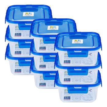 코멕스 비비락 정사각 밀폐용기 정3호 블루 1.2L X 9