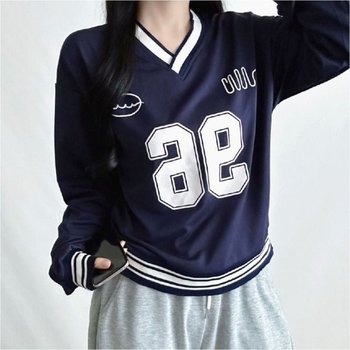 여성 스포티 애슬레저룩 v넥 맨투맨 긴팔티 루즈핏 맨투맨 쭈리 스웨트셔츠 반집업