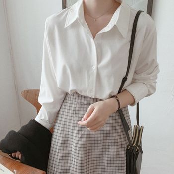 모던 OULL0058 차분한 여성 셔츠 베이직 긴팔 블라우스 남방 기본 셔츠