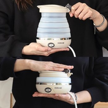 키친아트 손잡이 폴딩 포트 600ml 휴대용 접이식 여행 출장 커피
