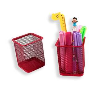 디즈니캐릭터 정리함 철망 연필꽂이 사각 빨강