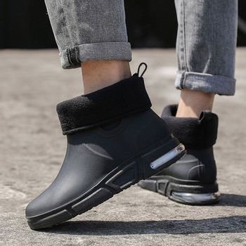 방수신발 남자 겨울철 기모안감 레인부츠 겨울비 오는날 부츠