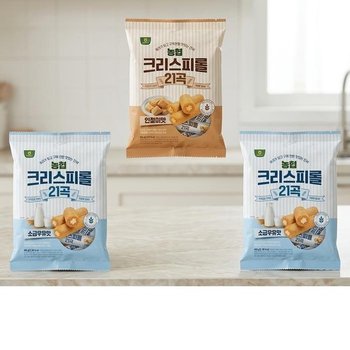 농협 크리스피롤 21곡 소금우유맛 400g 2개 + 인절미맛 400g 1개 탕비실 캠핑 맛있는 간편한 간식 과자 디 (49322327)