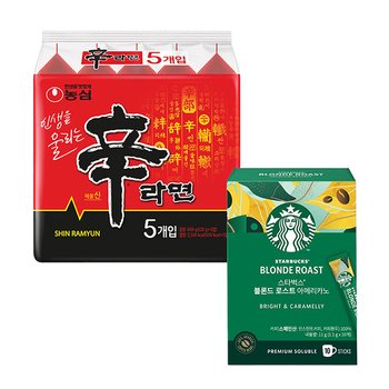 스타벅스 블론드 로스트 아메리카노 1.1g 10입 X 5박스+농심신라면 20봉