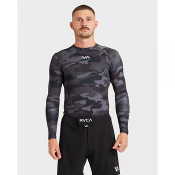 [해외] RVCA 남성 스포츠 긴팔 래시 베스트 - 블랙 카모 7947560