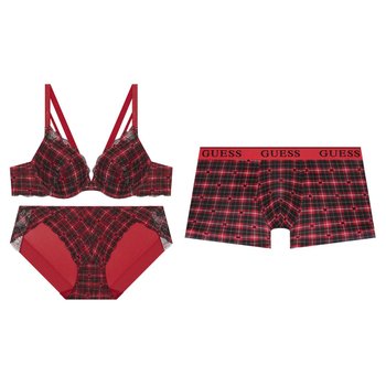 게스언더웨어 홀리데이 하트체크 남여커플세트 