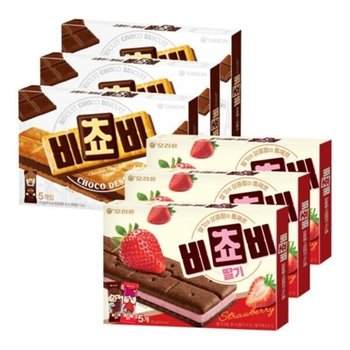 오리온 비쵸비 초코 5P 125g 3개 + 딸기 5P 125g 3개