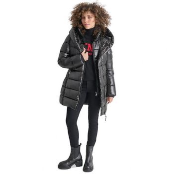 DKNY 우먼 Bibbed Shawl-Collar Packable 샤인 푸퍼 코트 - 블랙 18273981 857930