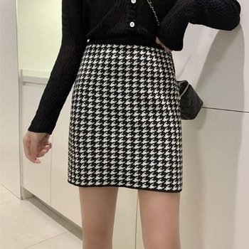 [MEM11895_62_62]체크스커트 밴딩스커트