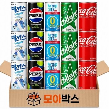 모아박스 코카콜라 칠성사이다 펩시제로 밀키스 나랑드사이다 190ml 6개씩 5종 총 30개