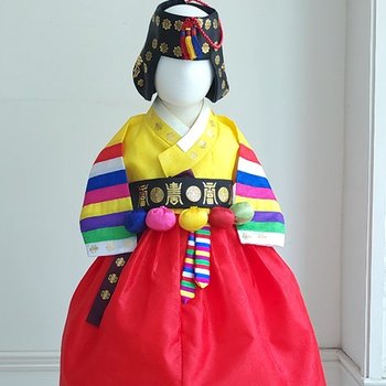 국사 전통색동 노랑 여아 유아 아기 돌 한복 백일 10호_P367070438