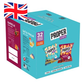 [해외] 14g 32개 프로퍼 칩스 렌틸 스낵 바베큐 솔트앤비네가 맛, Proper Chips BBQ and Salt & Vinegar
