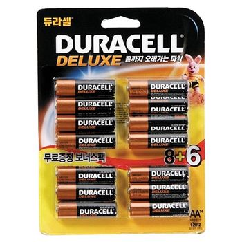문구사무/듀라셀 알카라인 디럭스 건전지(AA8 plus 6) 생활용품 사무기기 디지털가전 충전기