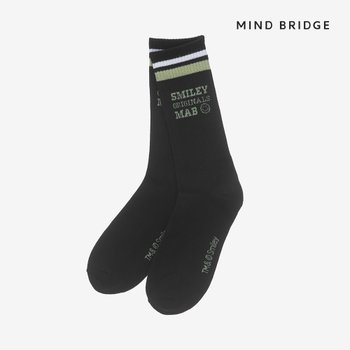[택가 4,900원] [SMILEY®]레터링배색골지긴목양말