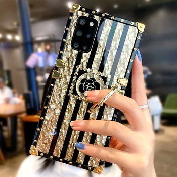 갤럭시A91 A82 A71 A70 A60 A51 A50 A퀀텀2 5G 럭셔리 스퀘어 플라워 패턴 핸드폰 케이스