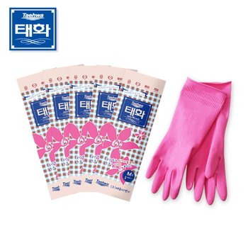 태화 고무장갑 올에이 중(M) 핑크 5켤레