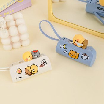 카카오프렌즈 춘식이 도킹형 보조배터리 아이보리 하늘 C타입 8핀 일체형 스탠드 미니 고속충전