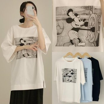 위쉬몰 SM 캡틴마우스나염루즈핏티(Q828H403) 빅사이즈 (14275774)