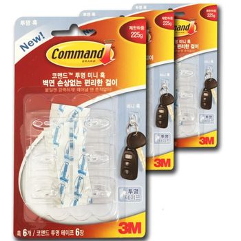 3M QEI894Z6 벽걸이형 투명 후크걸이 미니 18개 망후크 다용도