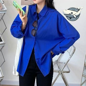 여름 루즈핏 블루 셔츠 데일리 스타일링 바캉스 여성셔츠 여성반팔셔츠 린넨셔츠