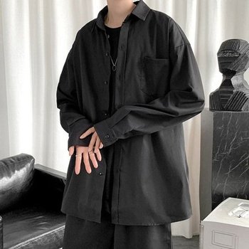 남성 무난한 모던 데일리 베이직 무지 긴팔 셔츠 남방 (WE70436)