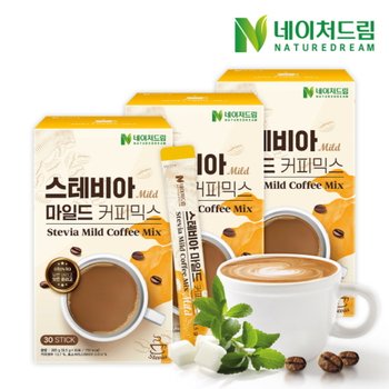 네이처드림 제로슈가 스테비아 마일드 커피믹스 9.5g x 30포 3박스