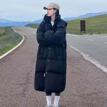 [JHQS8XYU_4B]겨울 교복 롱점퍼 무지 롱 패딩 아우터