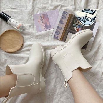 여성 통통 레인부츠 세련된 주방용 농사 겸용 비오는날신발 비올때신발 패션장화