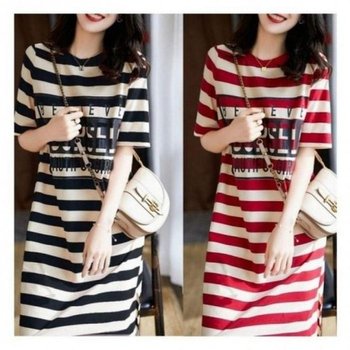 여름원피스 롱티 여성 스트라이프 바캉스 여성롱 (42ZFD)