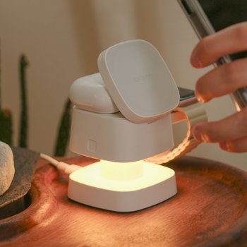 3in1 맥세이프 무선 충전 아이폰 거치대 파워M 글로 화이트