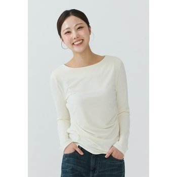 [26SS] 여성) 사이드 핀턱 슬림 티셔츠 AQ1WTL257-IV