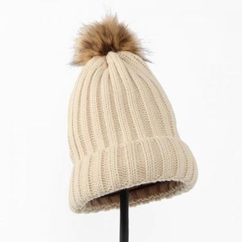 겨울 EX89NJ93 털자 베이지 방울 니트자 방한자 니트자