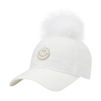여성 부클 스마일 폼폼이 퀼팅 볼캡 521E4CP004WH_s