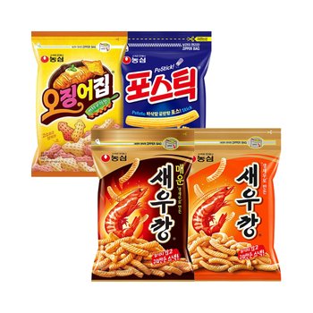 [오늘출발] 농심 대용량 새우깡400g +매운새우깡400g +포스틱280g +오징어집260g / 지퍼백 스낵