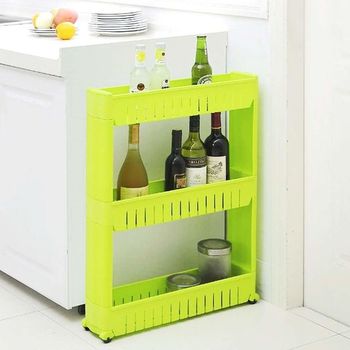 3단 이동식 틈새선반 그린 다용도실 얇은 틈사이