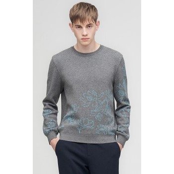 남성 플라워 자카드 포인트 라운드 스웨터 L11D3SR222_MG_GN_GN