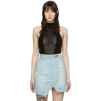 25 FW 발망 블랙 비스코스 바디수트 221251F358012