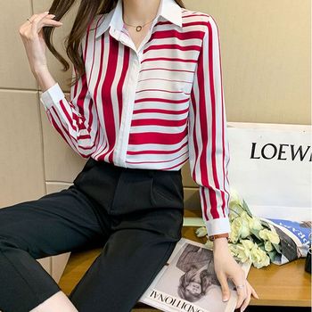 디애이치 라뗴 스트라이프 쉬폰 셔츠_P312520847
