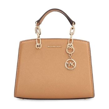 마이클코어스 Cynthia 로고 참 레더 토트백 브라운 153752561