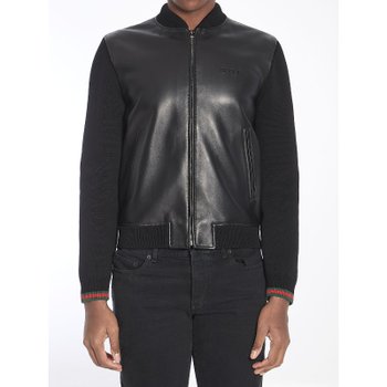 [해외배송] 구찌 지퍼 업 클로저 리브드 커프스 램스킨 재킷 793181XNA29 1060