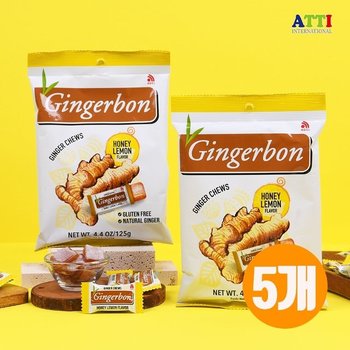 진저본 생강 소프트캔디 츄이 젤리 허니레몬 125g x 5개