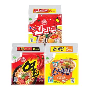 진라면 매운맛 5입 + 열라면 5입 + 스낵면 5입e[35949579]