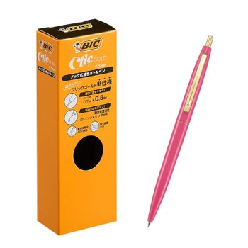 [해외] Bic 재팬 빅 볼펜 클릭 골드 0.5 유성 블랙 부드러운 체리 핑크 축 12개