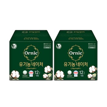 오닉 유기농 네이처 생리대 대형 12P 2팩
