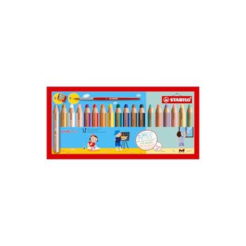 [해외] STABILO 스타빌로 색연필 우디 3in1 파스텔 18색 세트 880-18-4 Extra Large