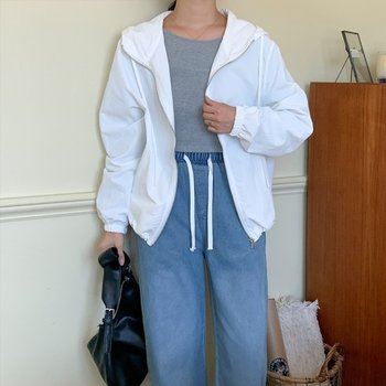 제그네 무지 베이직 바람막이 후드집업