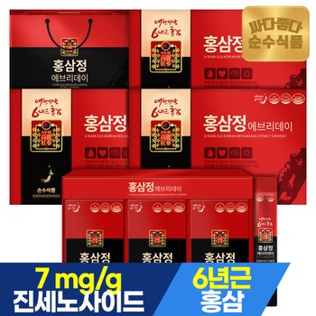 6년근 홍삼정 홍삼 스틱 4박스(120포) + 전용쇼핑백 / 진액 진세노사이드 7mg
