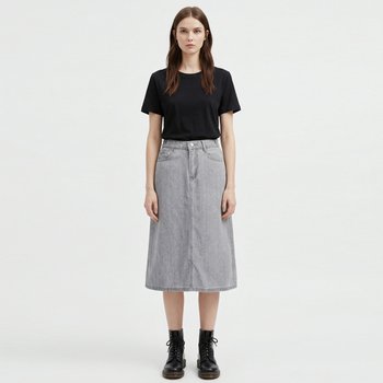 [샵앤] 여성 뒷밴딩 청 3컬러 5사이즈 2단기장 데님 스커트 SR-WSK-21159-31(그레이)