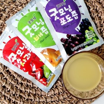 껍질째 갈아만든 굿모닝 과일즙 100ml30팩(포도.사과.배즙 각10포)