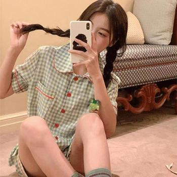 [오노마] ONM 홈웨어 파자마 여름 세트 반바지 바닐라 체크 반팔 나 (33404225)